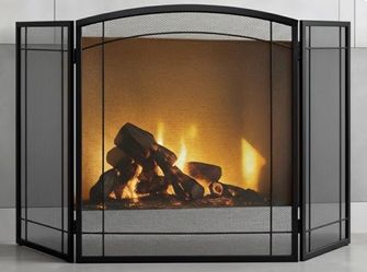 3 Panel Fireplace Screen - Black Medal