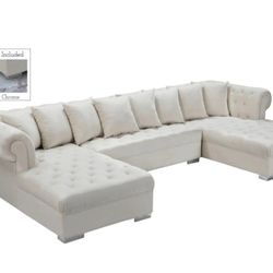 Presley Velvet Cream 3pc. Sectional

