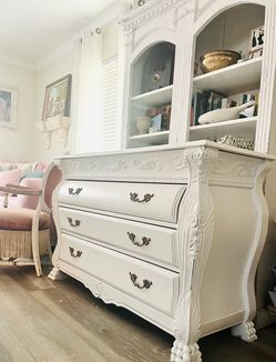 White French Provincial Baroque Style Bombe Dresser