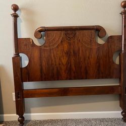 French 18th Cent. Directoire Walnut Full Size Bed Headb/Footboard & Side Rails