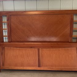 👍 Cherry Wood Full Size Headboard Footboard Bed frame 