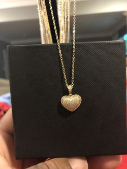 Diamond Moissnite Heart Pendant & Necklace