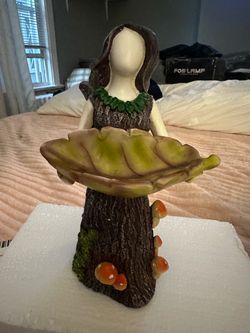 Fairy Forest Girl Bird Feeder Figurine