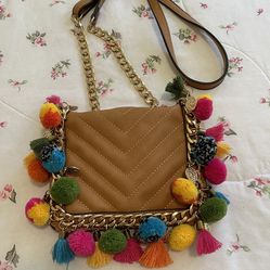 ALDO Handbag Women Fashion Shoulder Cross Body Bag Chain Handle Tassel Mini Purse . Used , Good Conditions And Clean