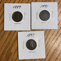 Three Indian Head Pennies 