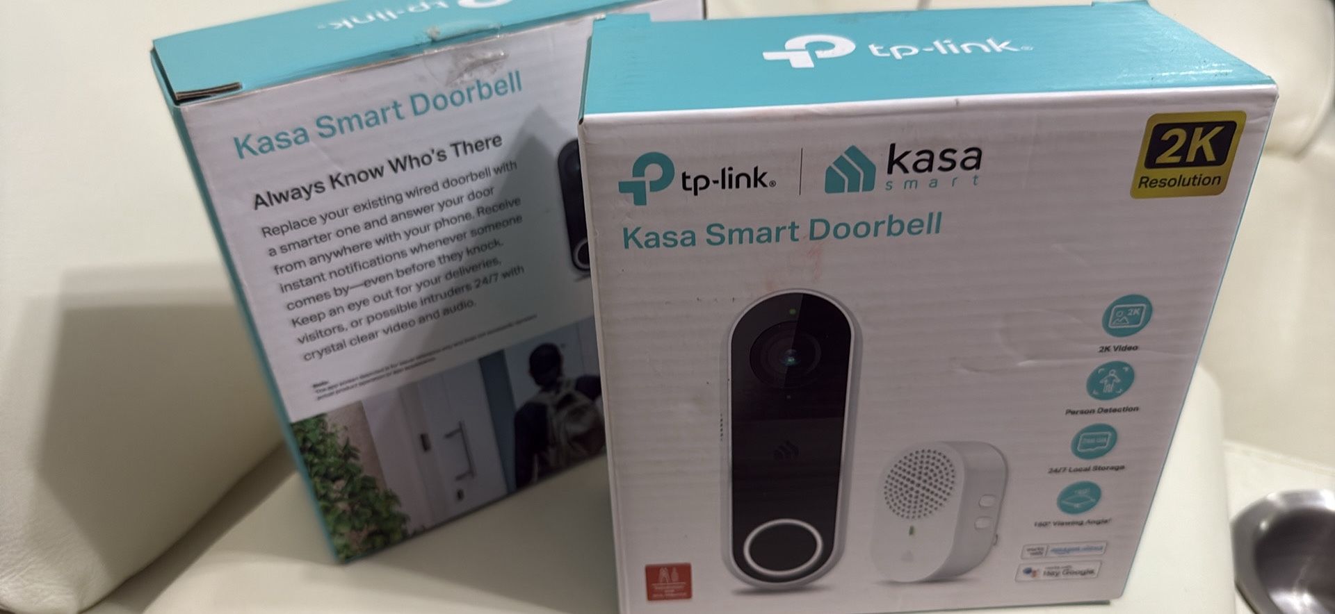 Kasa Smart Video Doorbell Camera Hardwired w/ Chime, 2K Resolution, Always-on Power, Night Vision, 2-Way Audio, Real-Time Notification, Cloud & SD Car