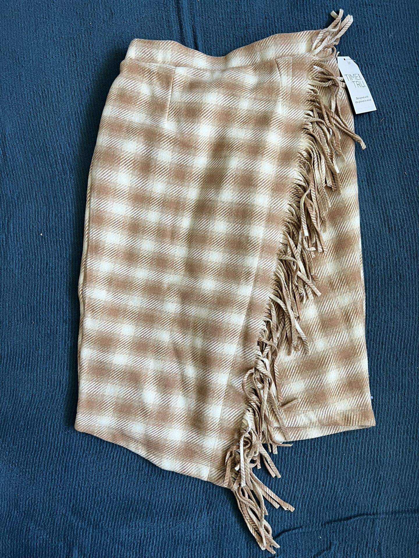 NWT Brown/White Fringe Skirt