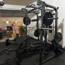 Vesta Fitness Smith Machine 2001 w/Bench Attachment | 230lb Bumpers Weights | 7ft Olympic Bar | Fitness | Gym Equipment | FREE DELIVERY 🚚 