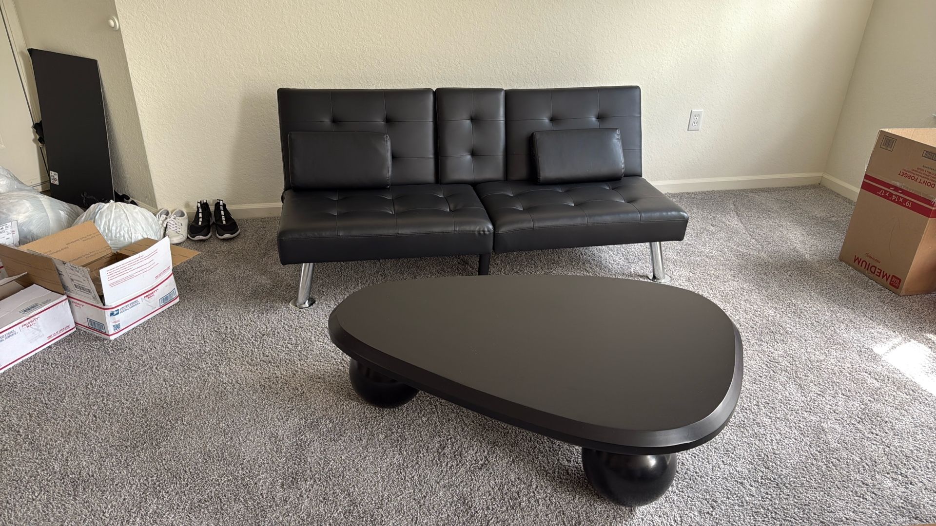 Faux Black Leather/ With Table