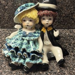 Vintage Porcelain Girl & Boy Figurine Made In Italy