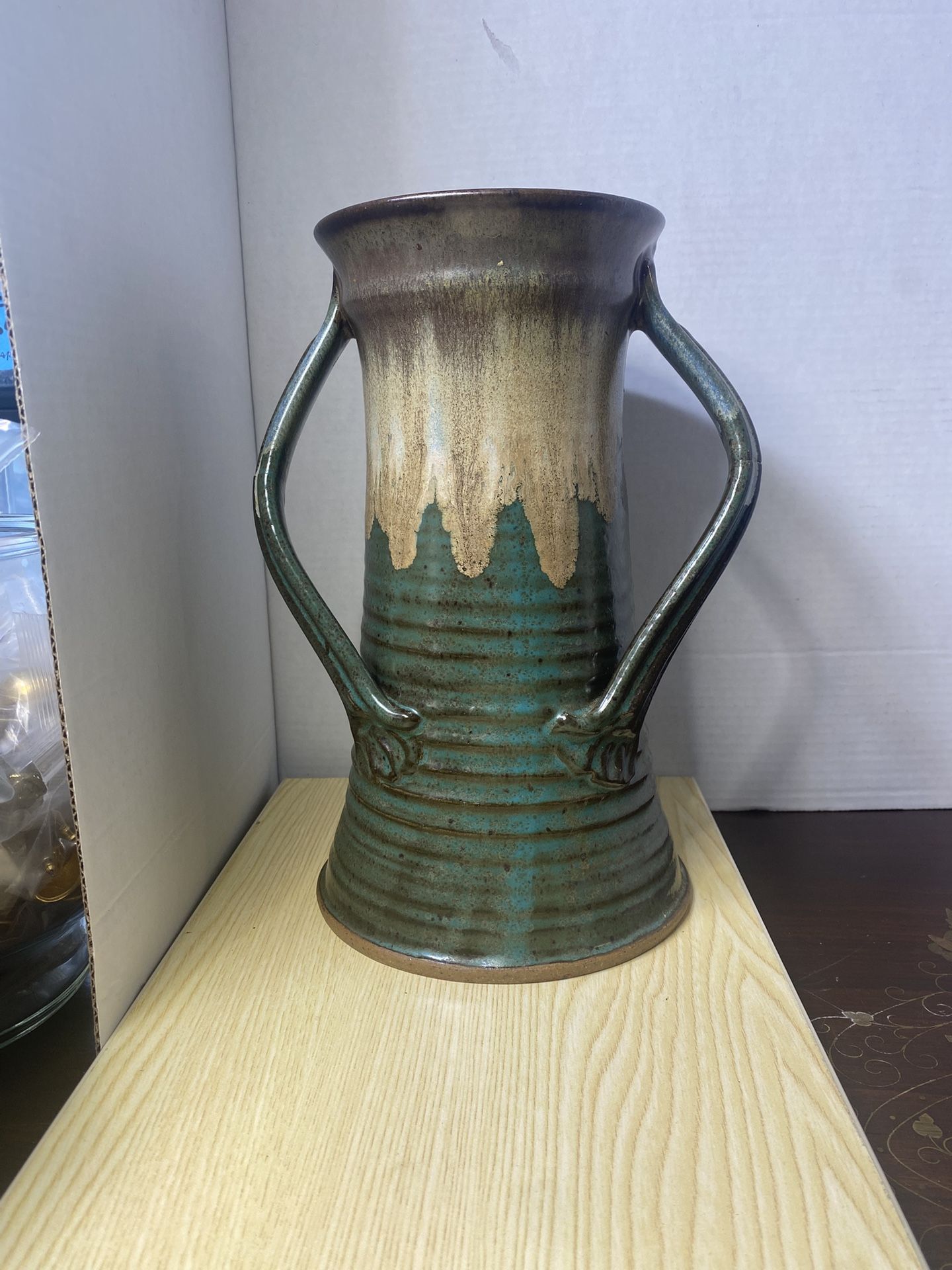 Handmade Studio Pottery Matte Glaze Vase With A Distinctive Design