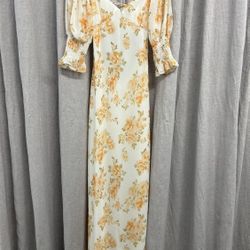 Luxxel Puff Sleeve Floral Maxi Dress Small 