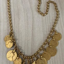 Cadena Gold Filled Dijes Monedas Joyería ANTIGUA 