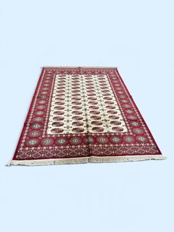 7x8 Red & Cream Elephant Print Area Rug