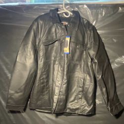 black leather jacket levis size large 