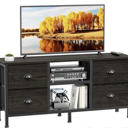 Furologee TV Stand with 4 Drawers, 43 inch Entertainment Center with Open Shelves, Media Center for 50" TV, Television Stand for Bedroom, Living Room/