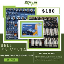 0174- GEARWRENCH 60-Piece SAE Socket Set/ Juego de dados (1/2”)