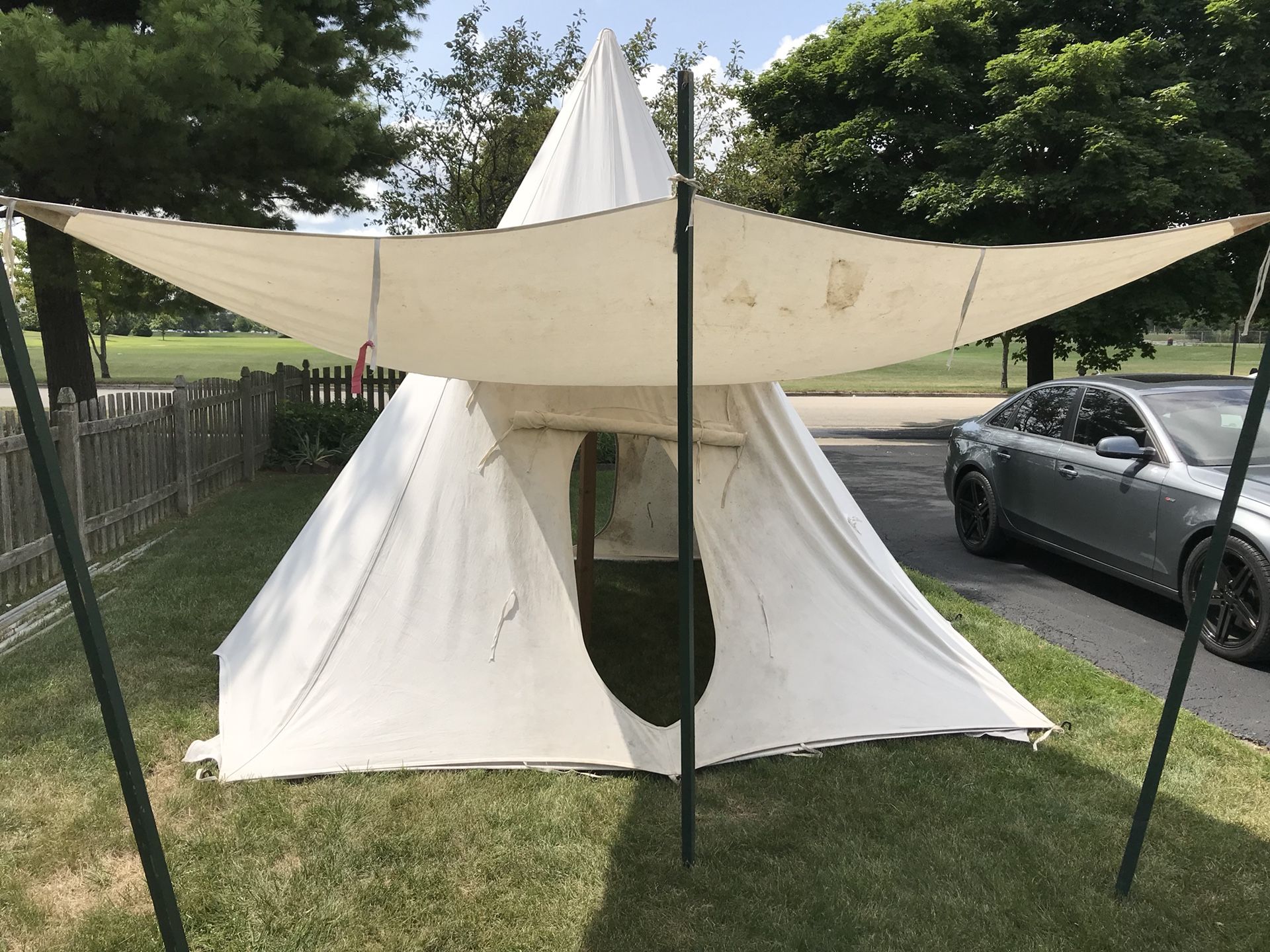 Red hawk one pole canvas pyramid tent 12 by 12 ft