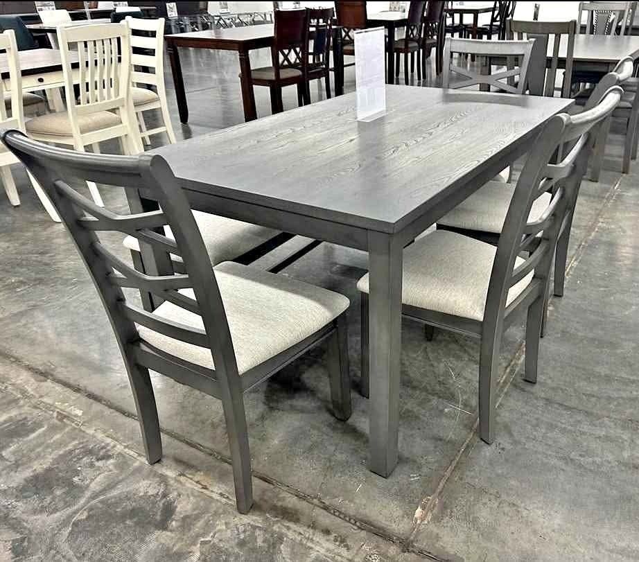 6PC Dining table sets Gray and White colors