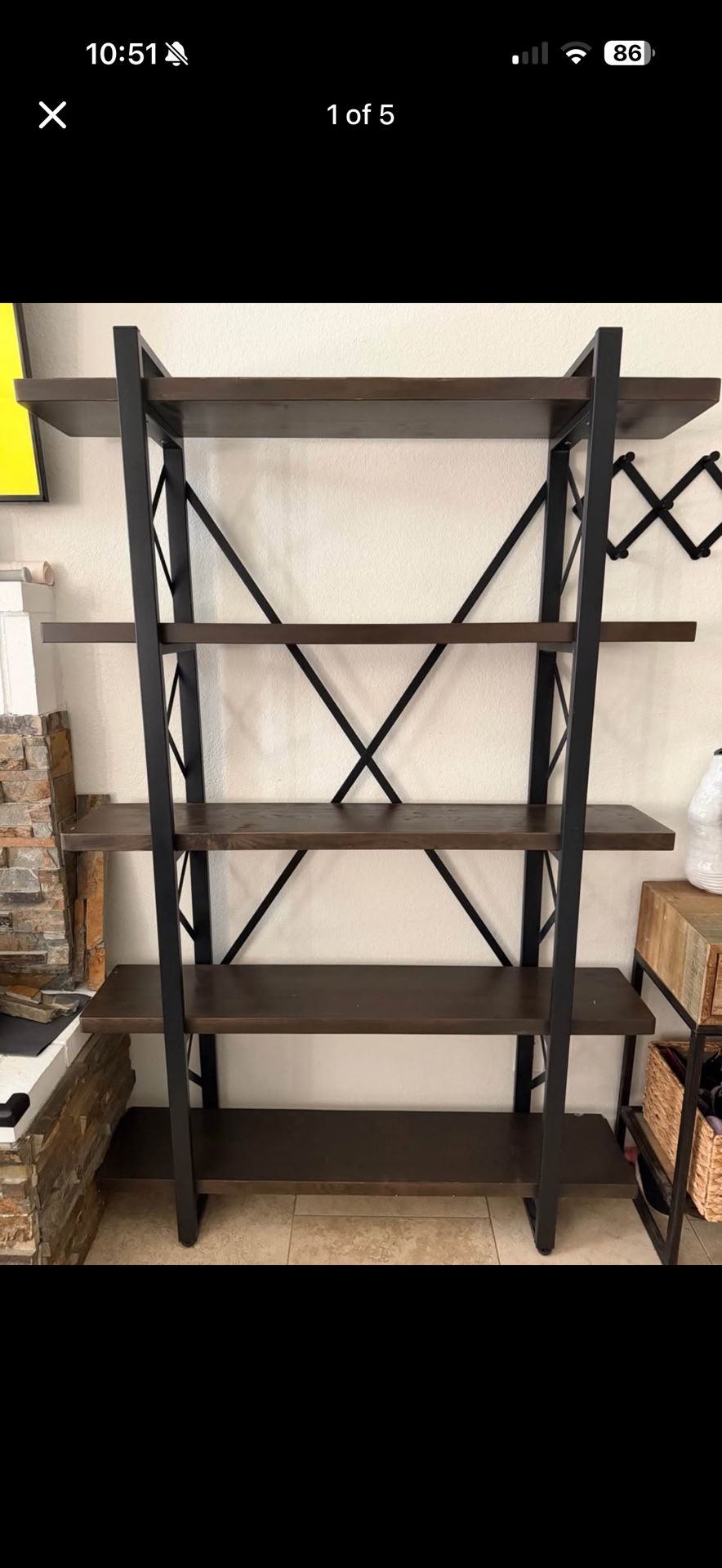 5 Shelf Industrial Style Bookshelf