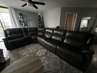 Grey leather sectional