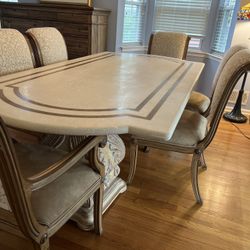 Elegant Kreiss Marble Dining Table Set with Chairs