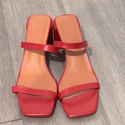 Elegant Red Strappy Heels - Standals-Size 36