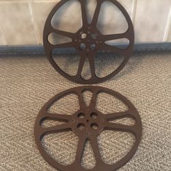 TWO Vintage Brown 16mm Takeup Reels 