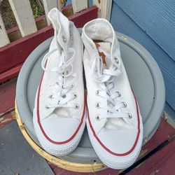 White High Top Converse Size 8 $10