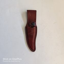 Premium Leather Belt Knife Sheath - Dark Brown/Reddish Tone - Universal Fit