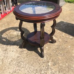 Round End Table Cherry Wood