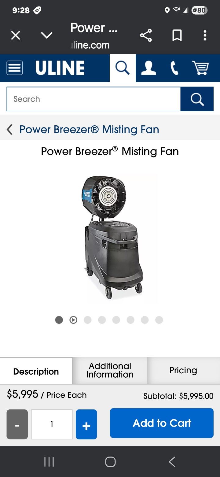 Power Breezer Misting Fan