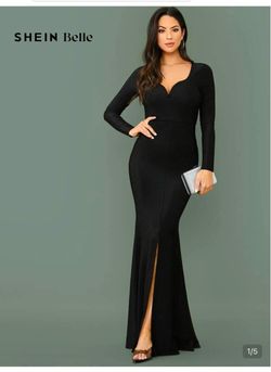 SHEIN Belle Black Long Sleeve Maxi Dress size M