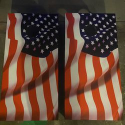 American Flag Cornhole Wrap w/Flag bags