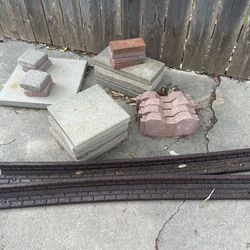 Yard-gardening cement blocks or borders(23 misc items)