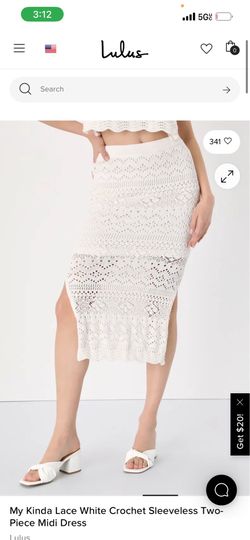 White crochet cotton maxi skirt