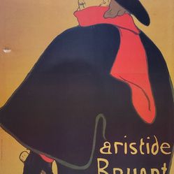 Art Deco Poster (On Wood Backing) Of Aristide Bruant Dans Son Cabaret Lautrec 