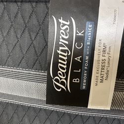 Queen Bed Set – Beautyrest Black Memory Foam Mattress + Foundation + Frame + Topper