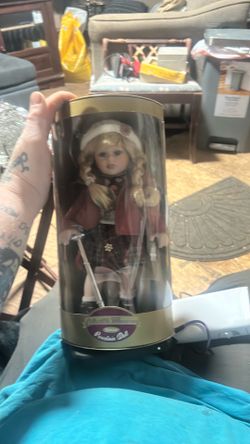 Vintage theme ski porcelain doll