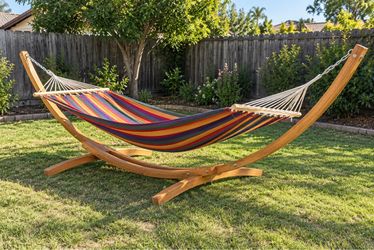 Outdoor Hammock with Wooden Stand