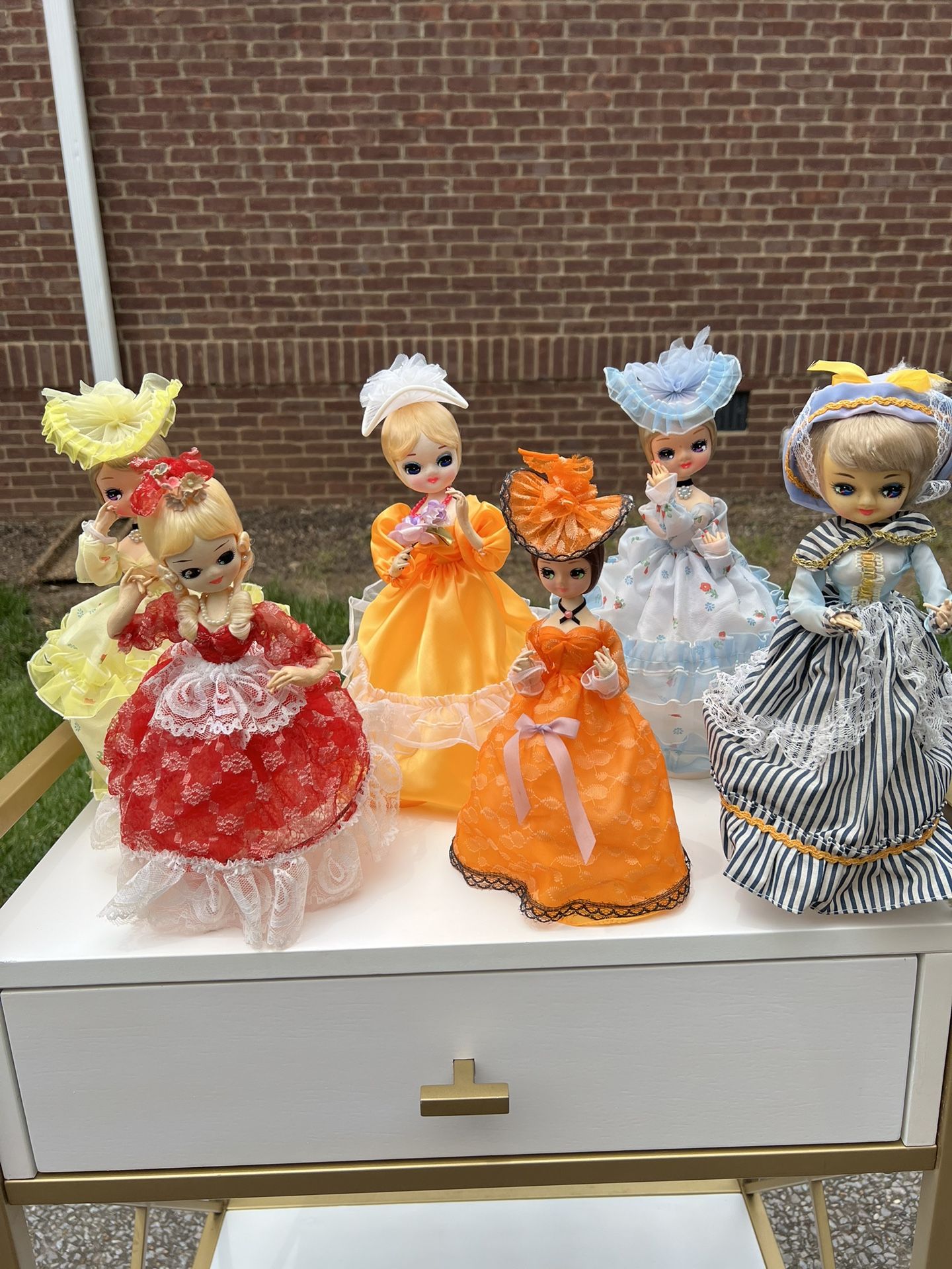 Vintage 10-13” Big Eye Doll Bradley 70s Stockinette Boudoir Korea MCM Mod Anime Manga PRICE IS FOR EACH DOLL Select doll by dress color: Yellow Blue