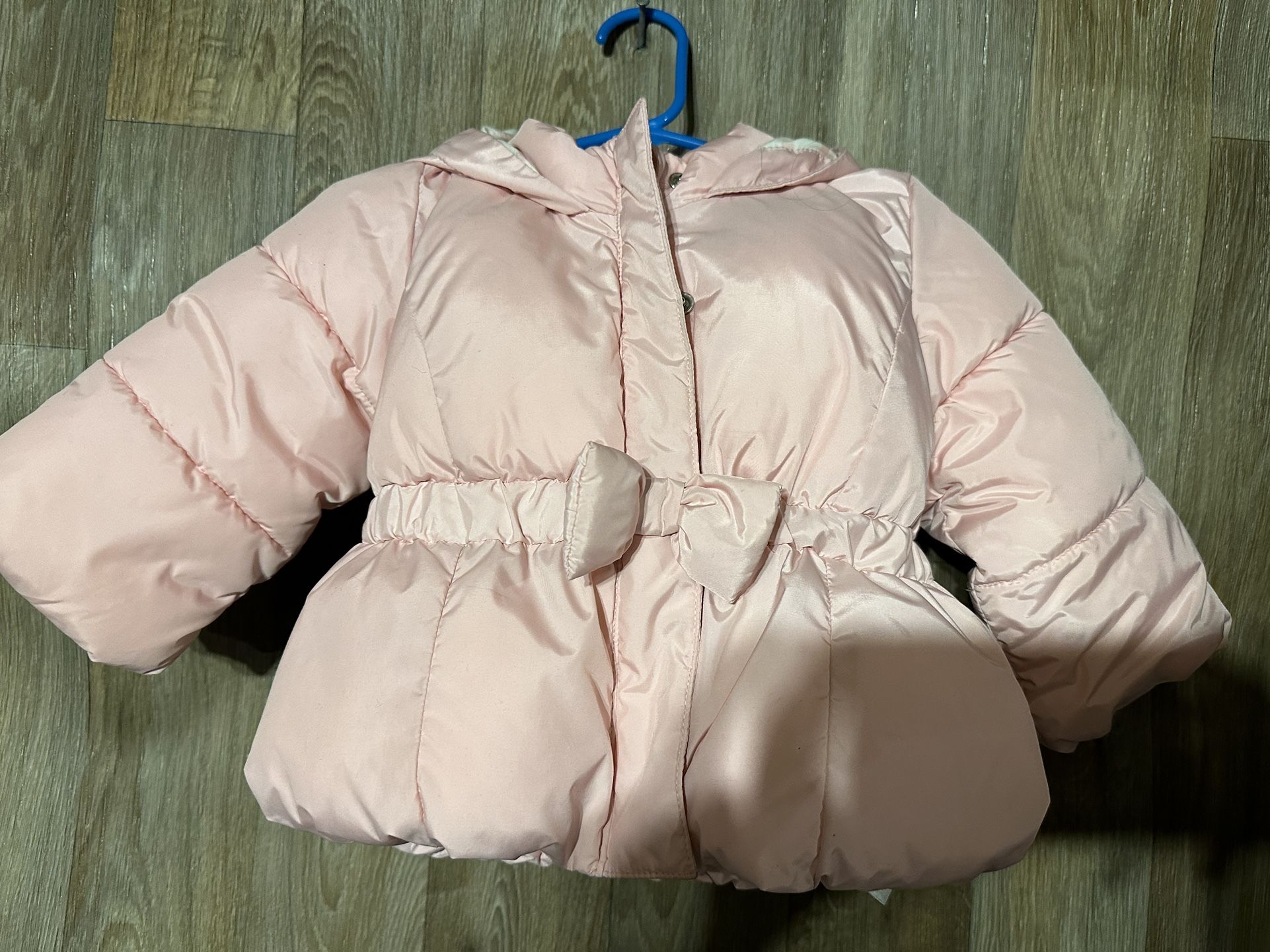 Baby GAP Puffer Snow Jacket Pink Bow Winter Coat 12-18months Excellent Condition