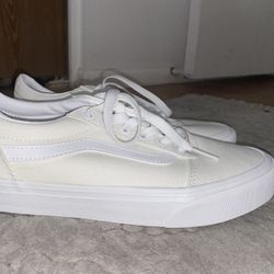 Triple White Vans