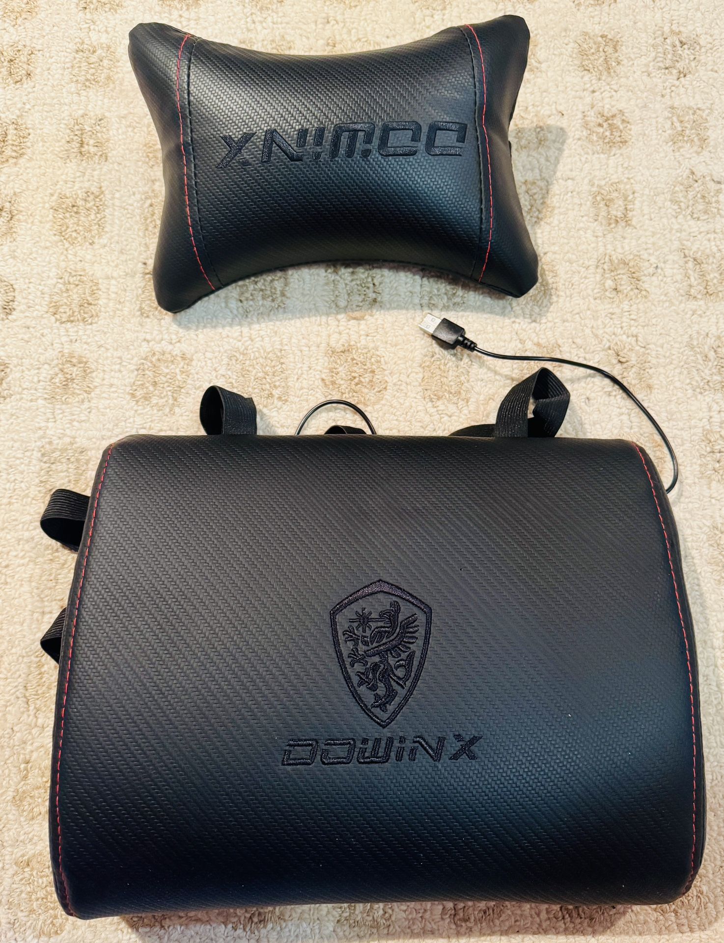 🚗 Ultimate Comfort on the Go: Car Neck Pillow & Lumbar Cushion Set with Massage & USB Charger