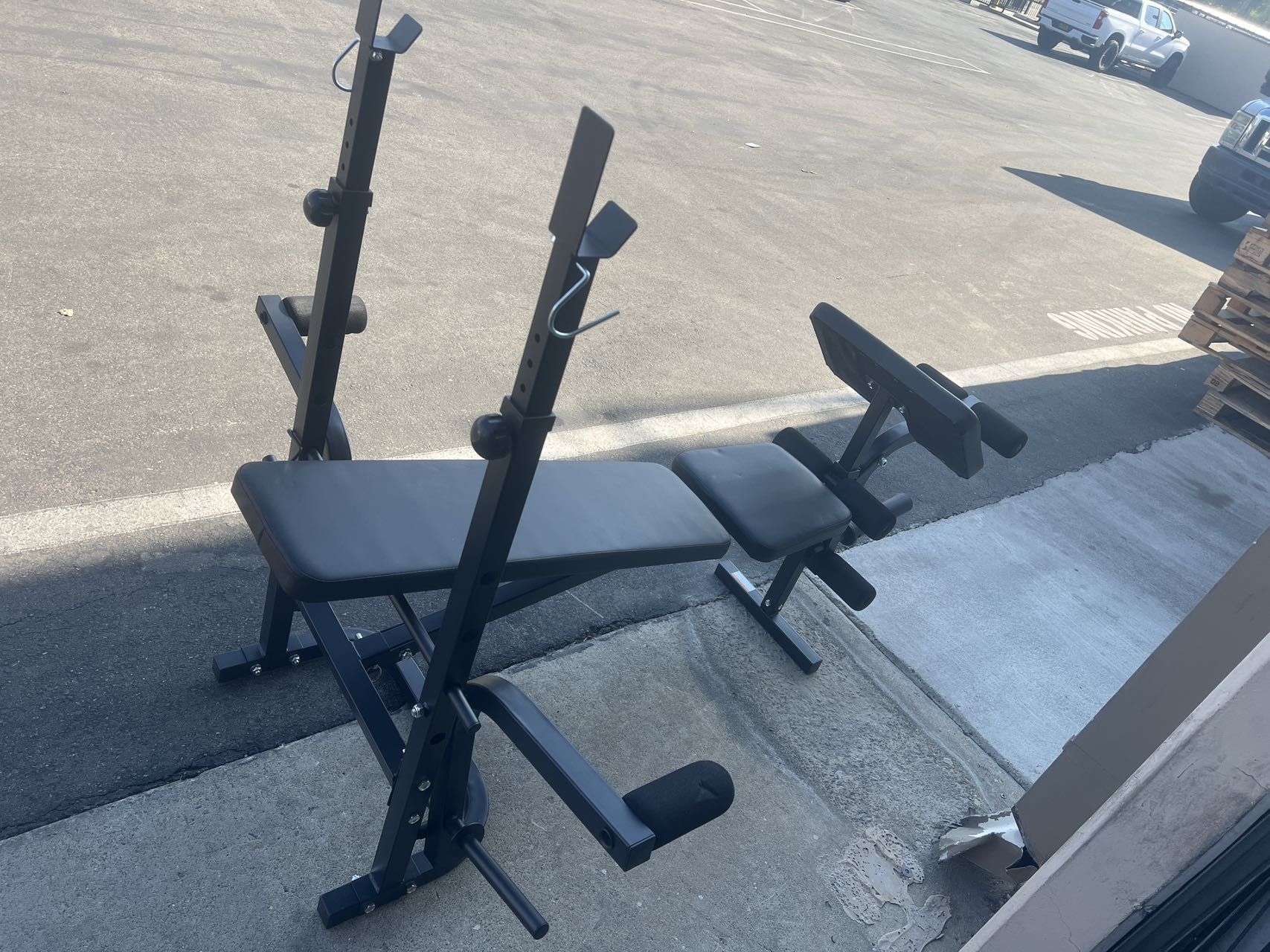 Weight Bench with Squat Rack, Adjustable Olympic Weight Bench,Arm Curl Pad & Leg Extension,Workout Bench Incline/Decline Flat Weight Lifting Bench Pre