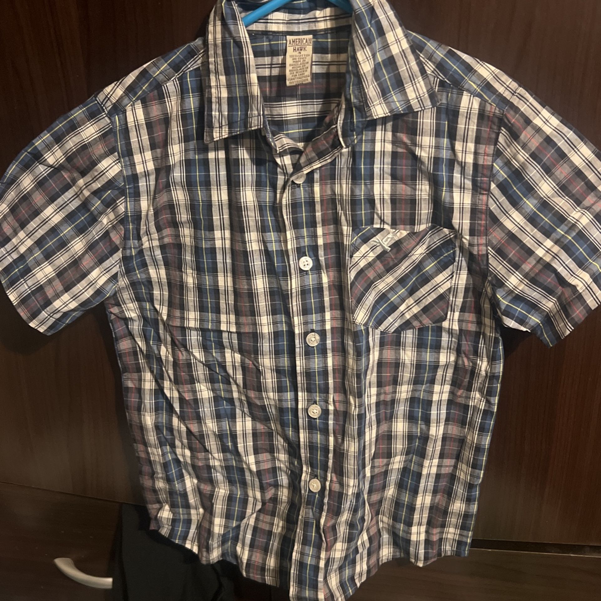 American Hawk Boys Plaid Print Shirt Size 4