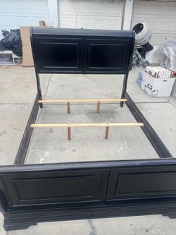 Black Wood Sleigh Bed Headboard