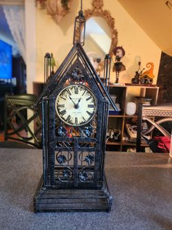 Decorative Wrought Iron Gothic Mantel Clock