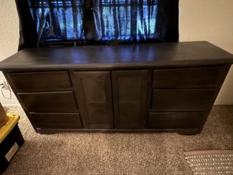Large Dark Wood 9-Drawer Dresser