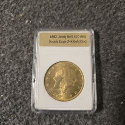 1882 Liberty Gold $20 Double Eagle 24k Gold Clad